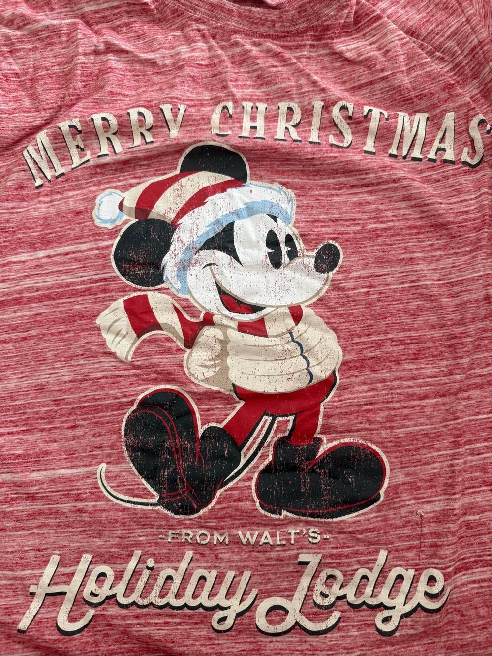 Disney Parks Red Heather Merry Christmas Mickey Holiday Tee XL